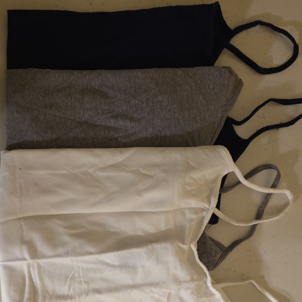 Set of Three Camisoles - Black, Gray, and White
